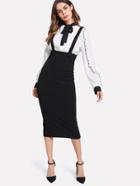 Shein Slit Back Pencil Skirt With Strap