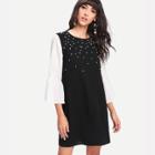 Shein Two Tone Pearl Beaded Dress