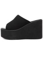 Shein Black Suede Wedges Sandals