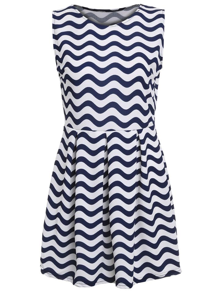 Shein Wave Pattern Print Pleated Dress