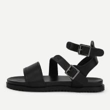 Shein Buckle Side Pu Flat Sandals