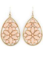Shein Pink Gemstone Gold Hollow Drop Earrings