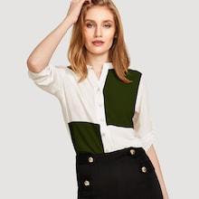 Shein Single Breasted Cut And Sew Blouse