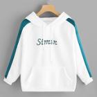 Shein Letter Embroidered Contrast Tape Side Hoodie