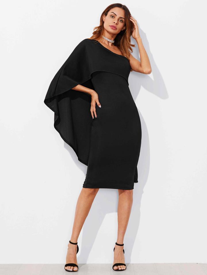 Shein Asymmetric One Shoulder Foldover Dress