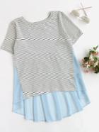 Shein Sheer Gathered Back Mixed Media Tee