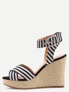 Shein Crisscross Striped Ankle Strap Sandals - Black
