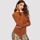 Shein Lettuce Trim Asymmetrical Rib Sweater