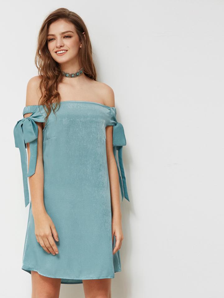 Shein Self Tie Sleeve Bardot Dress