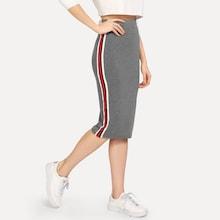 Shein Contrast Striped Side Bodycon Skirt