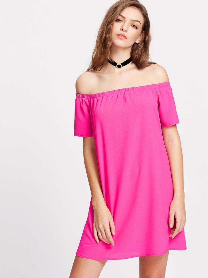 Shein Elasticized Bardot Neck Dress