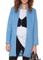 Rosewe Autumn Essential Long Sleeve Blue Woolen Coat For Woman
