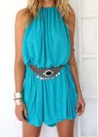 Rosewe Blue Cutout Side Shift Mini Dress