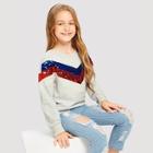 Shein Girls Contrast Sequin Chevron Sweatshirt