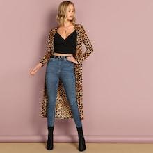Shein Open Front Leopard Print Coat