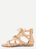 Shein Apricot Lace Up Studded Zipper Sandals
