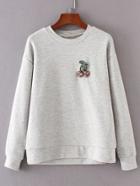 Shein Rhinestone Cherry Embellished Sweatshirt