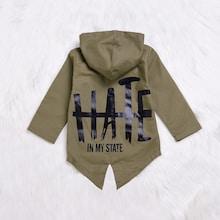 Shein Toddler Boys Slit Back Letter Print Hooded Coat