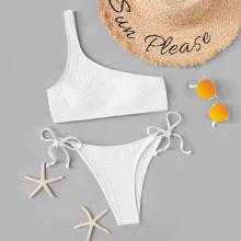 Shein One Shoulder Tie Side Bikini Set