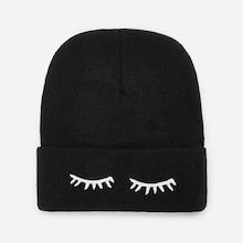 Shein Eyelash Embroidery Beanie Hat