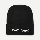 Shein Eyelash Embroidery Beanie Hat