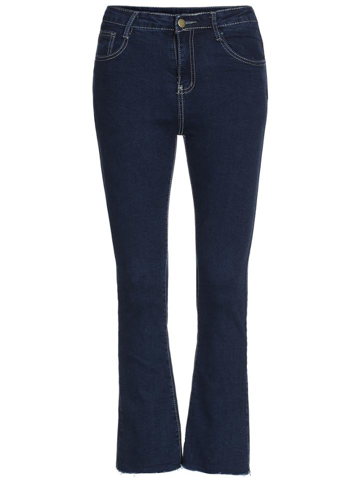 Shein Navy Slim Denim Bell Pant