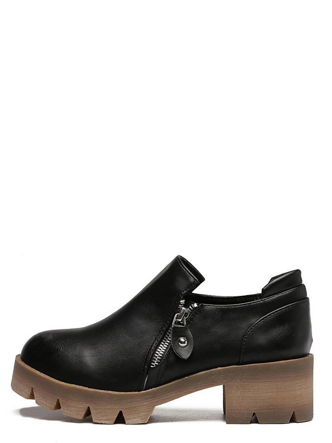 Shein Black Non-slip Round Toe Zipper Side Wedges