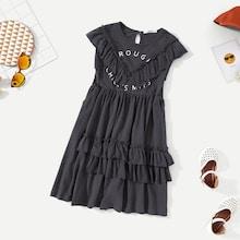Shein Girls Tiered Ruffle Embellished Dress