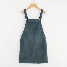 Shein Bib Pocket Front Corduroy Overall Dress