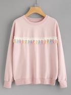 Shein Crochet Tassel Trim Sweatshirt