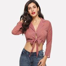 Shein Knot Polka Dot Blouse