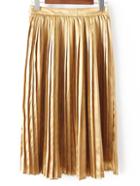 Shein Golden High Waist Minimalist Zipper Pleated  Dress