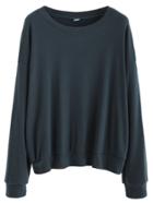 Shein Indigo Blue Dropped Shoulder Seam Basic Sweatshirt