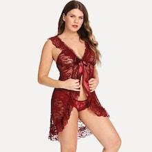 Shein Plus Floral Lace Dress With Thong