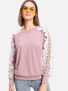 Shein Faux Pearl Detail Ruffle Contrast Sweatshirt