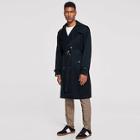 Shein Men Double Breasted Solid Long Coat