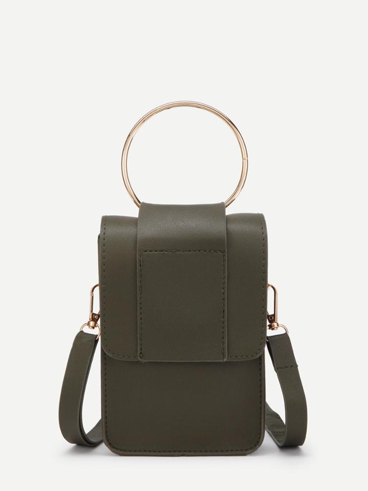 Shein Pu Flap Pouch Bag With Ring Handle