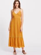 Shein Lace Insert Cutout Flower Embroidered Surplice Cami Dress