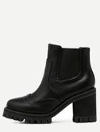 Shein Black Pu Pointed Toe Stretch Side Inserts Boots