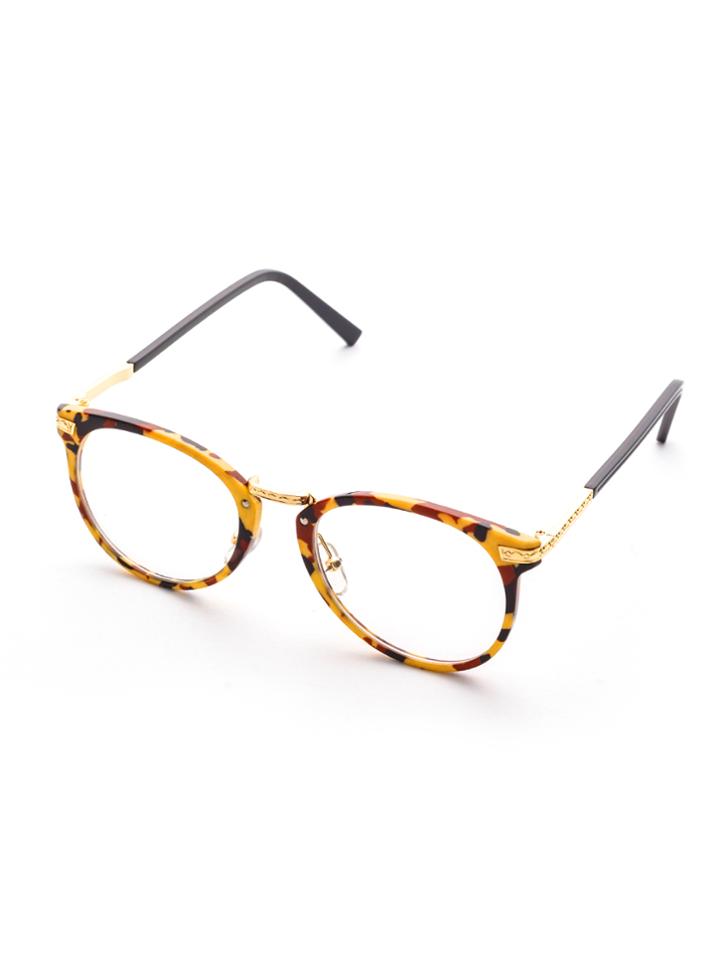 Shein Multicolor Frame Metal Arm Clear Lens Glasses