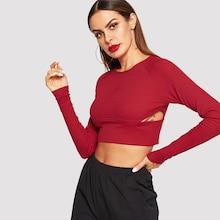 Shein Raglan Sleeve Cut Out Crop Tee