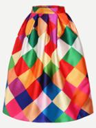Shein Color Block Box Pleated Midi Skirt