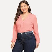 Shein Plus Solid V-neck Chiffon Blouse