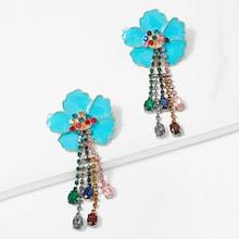 Shein Color Block Detail Flower Drop Earring