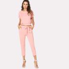 Shein Roll Up Sleeve Top & Tie Waist Pants