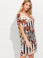 Shein Mixed Print Knot Side Asymmetric Dress