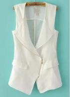 Rosewe Chic Sleeveless Zipper Closure Design Cotton Waistcoat White