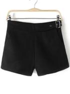 Shein Black Side Zipper Shorts With Buckle