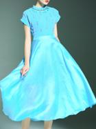 Shein Blue Beading A-line Combo Dress