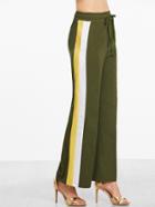 Shein Olive Green Side Striped Wide Leg Sweatpants